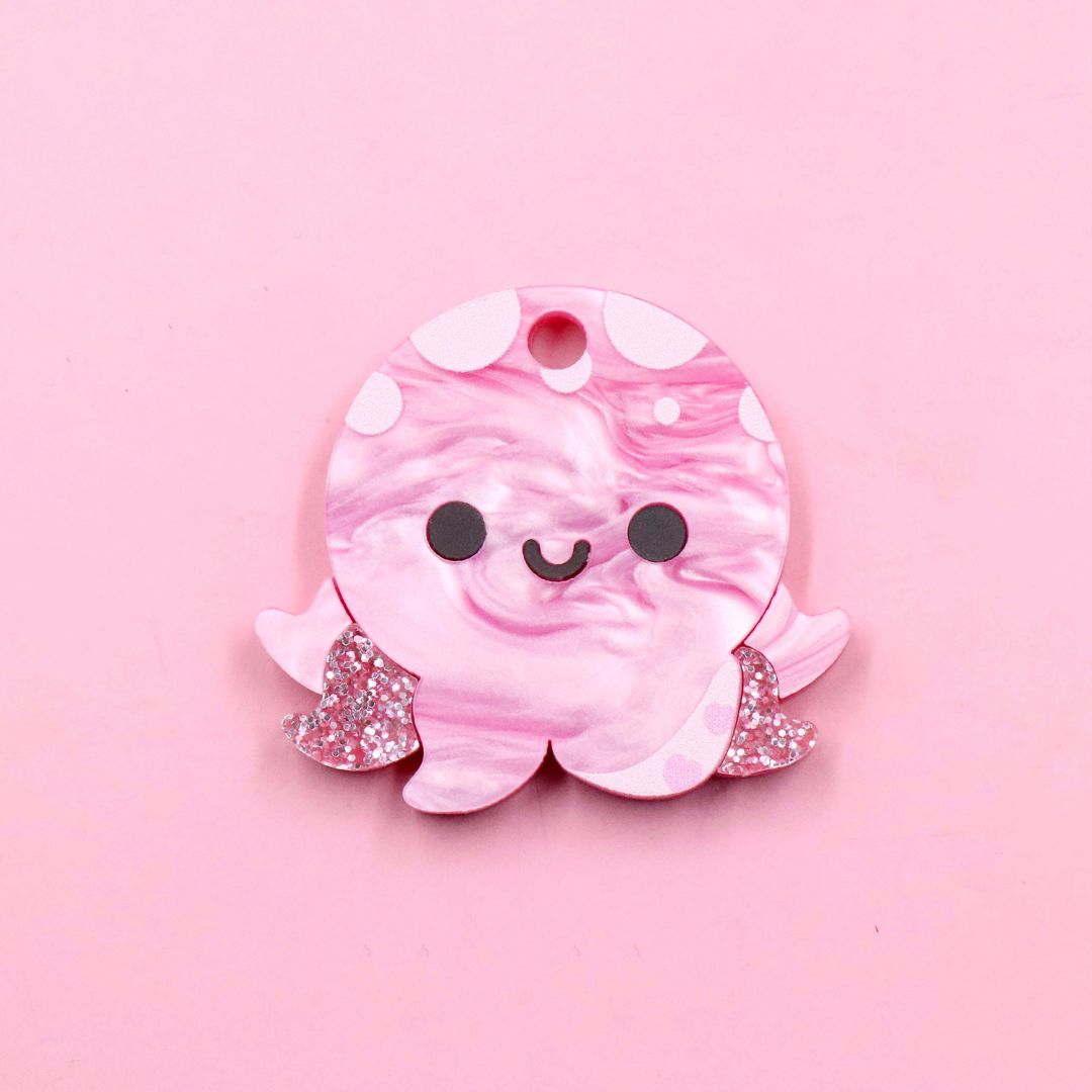 Pink Octopus Pet ID Tag
