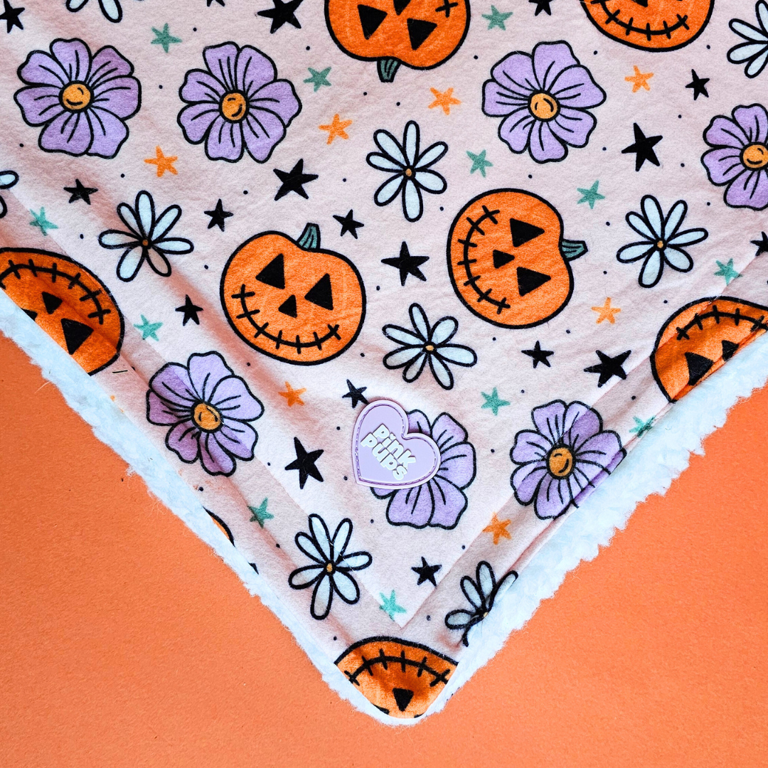 Pumpkins and Petals Halloween Fleece Dog Blanket